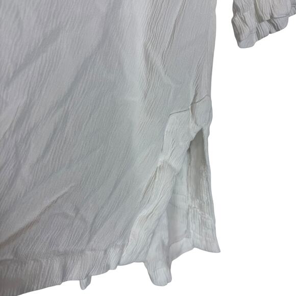 Catherines Blouse Womens 1X White Rayan Embroidered 3/4 Sleeve V-Neck Pullover - Picture 7 of 11